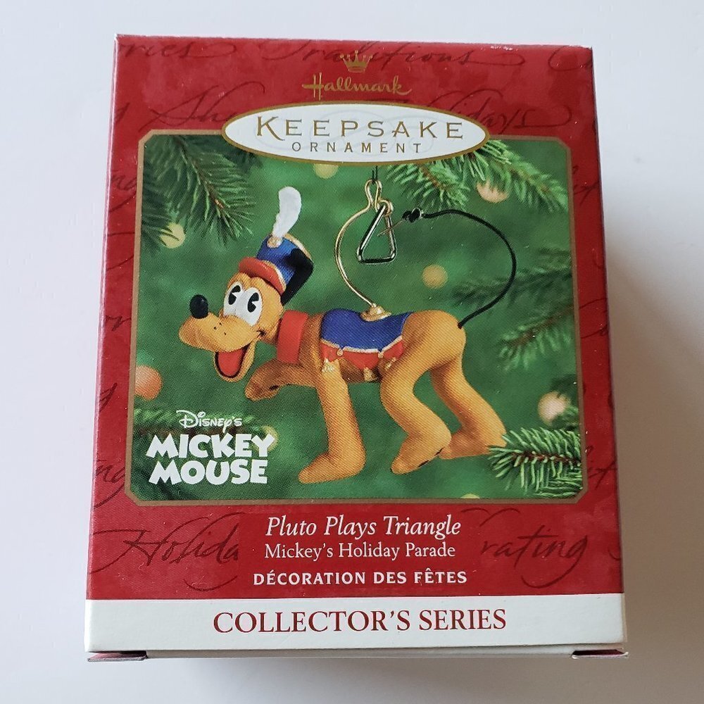 NWT Pluto Plays Triangle Mickey's Holiday Parade 2001 Hallmark Keepsake Ornament